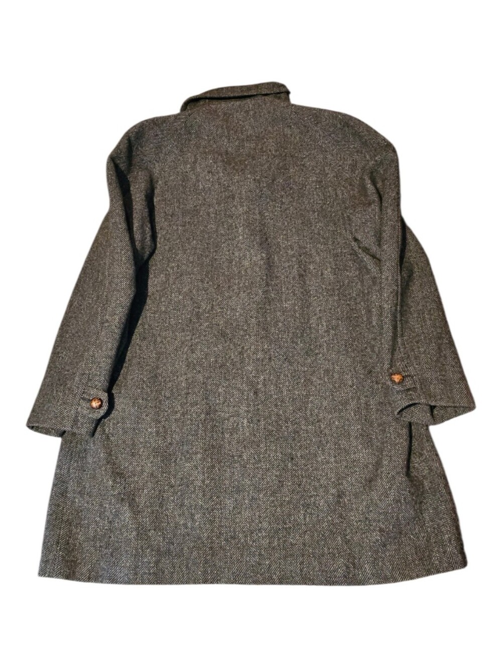 Vintage Pendleton Virgin Wool Herringbone Tweed Overcoat Car Coat Men's Size 44 - Picture 2 of 11